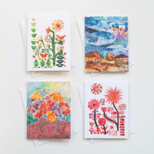 Gift set of 4 botanical floral notecards with white envelopes Perfect for heartwarming notes for thank you, birthday, thinking of you, and other special occasions.